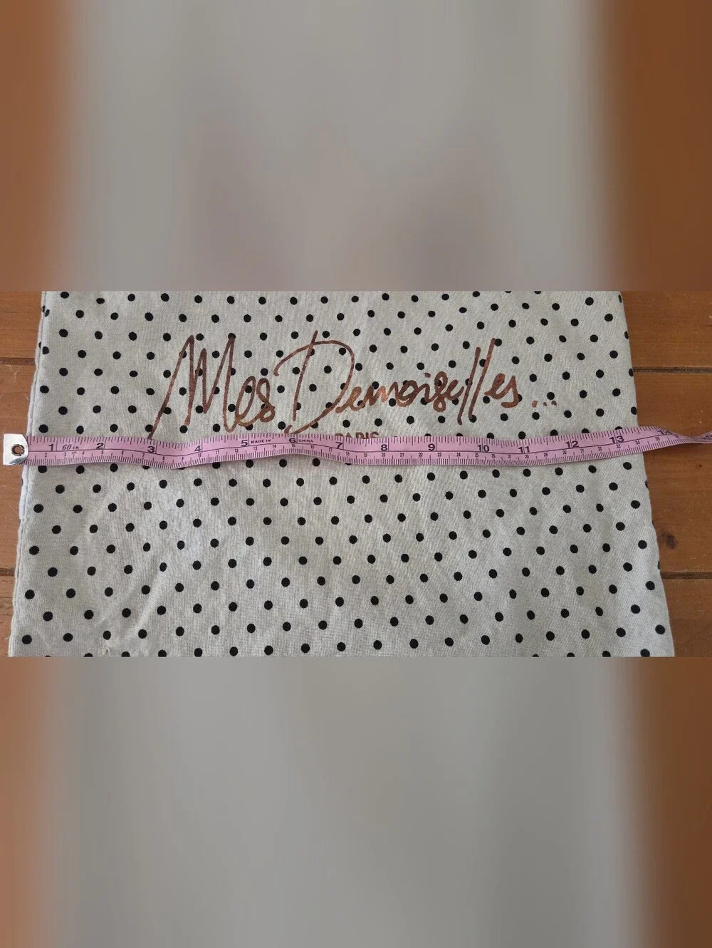 Mes Demoiselles Cream Canvas Tote with Black Polka Dots